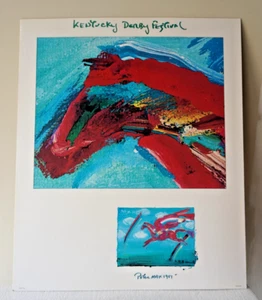 Peter Max 1981 Kentucky Derby Festival Matted Poster Winged Race Horse Pegasus - Picture 1 of 10