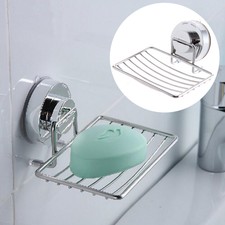 Strong Suction Bathroom Shower Chrome Accessory Soap Dish Holder Cup Tray