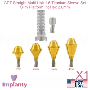 GDT Straight Multi Unit 1.6 Titanium Sleeve Set Slim Platform Int Hex 2.0mm - Picture 1 of 15