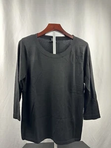 NWT August Silk Women’s Black 3/4 Sleeve Blouse Size Large - Picture 1 of 4