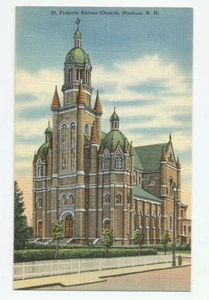 St Francis Xavier Church Nashua New Hampshire Postcard Vintage Linen Unused NH - Picture 1 of 2