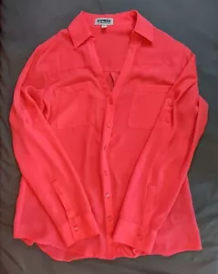 Express Langarm-Portofino-Shirt mit Roll-Etikett für Damen Small neonpink - Bild 1 von 6