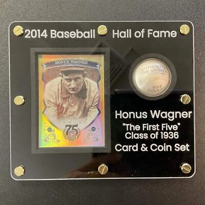 Honus Wagner Legacy Set 2014 Baseball Hall of Fame Card & Proof $1 Silver Dollar - Image 1 of 4