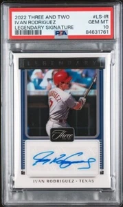 2022 Tres y dos Iván Rodríguez firma legendaria PSA 10 GEMA #'d/49 pudge - Imagen 1 de 2