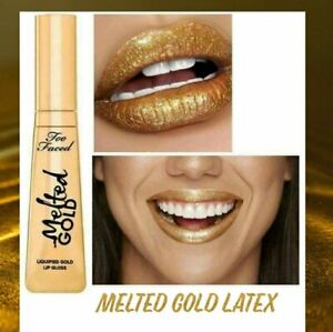 Too Faced Melted Gold Liquified Gold Lip Gloss 0.24 oz NIB Glitz Glamour Color