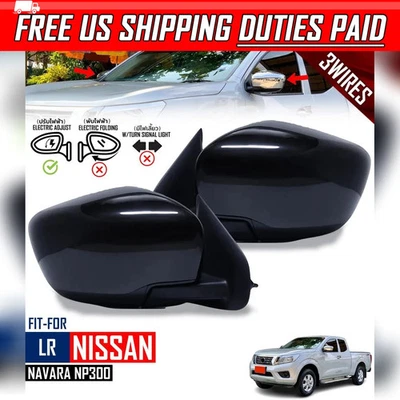 Par de espejos retrovisores laterales LR negro brillante 3 cables para Nissan Navara NP300 D23 2015-2019 Foto 1 de 4