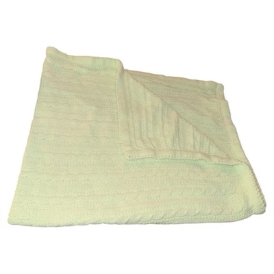 Manta de bebé Amy Coe verde chenilla tejida con cable a rayas pastel claro suave 32x38 pulgadas Foto 1 de 4