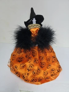 HECHO A MANO PARA MUÑECA BARBIE HALLOWEEN NARANJA NEGRO TERCIOPELO CALABAZA VESTIDO CONJUNTO SOMBRERO Nuevo - Imagen 1 de 8
