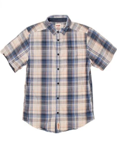 WRANGLER Boys Short Sleeve Shirt 14-15 Years XL Blue Check Cotton CL22 - Picture 1 of 3