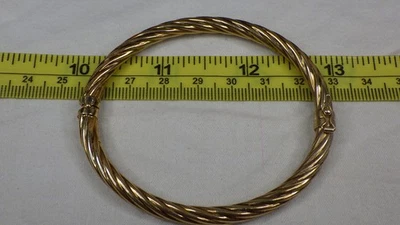 Vintage Sterling Silver .925 Gold Vermeil Hollow Bangle Bracelet by Dyadema - Image 1 of 4