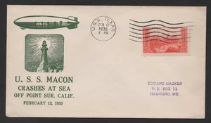 US 1935 ZEPPELIN U.S.S. MACON CRASHES AT SEA OFF POINT SUR, CALIFORNIA - Picture 1 of 2