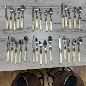 Set (6) Vintage Hampton Silberschmiede Perlmutt Griff Silberbesteck Besteck - Bild 1 von 17