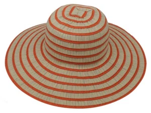 Pia Rossini Damen Sonnenhut Toulon, one size , gestreift, orange/beige