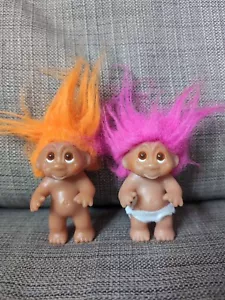 Lot 2 DAM NORFIN Troll Doll 1985 Vintage 3" Tall - Picture 1 of 12