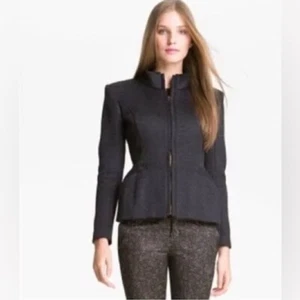 Theyskens' Theory Alpaca Wool Zip Jacket Black size 2 Textured - Picture 1 of 10