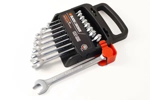 BLACK + DECKER 9pc Combination Open & Ring Spanner Wrench Set: Metric/Imperial - Picture 1 of 9