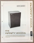Infinity Model 2000A Speaker 2 pg Dealer Spec Sheet *Original*