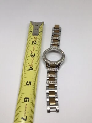 Banda de eslabones de piezas de acero inoxidable fósil caja de 15 mm con cristal plata/oro V885 Foto 1 de 4