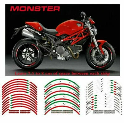 Cinta adhesiva para llantas con rayas para llantas para DUCATI MONSTER 695 796 1100 696 Foto 1 de 4