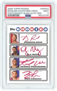 2008-09 DERRICK ROSE R WESTBROOK MAYO GORDON TOPPS ROOKIE QUAD RED AUTO PSA 9!! - Picture 1 of 2