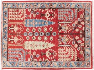Afghan Ziegler Ariana Bäume Teppich 60x90 Handgeknüpft Rot Floral Orient a - Picture 1 of 8