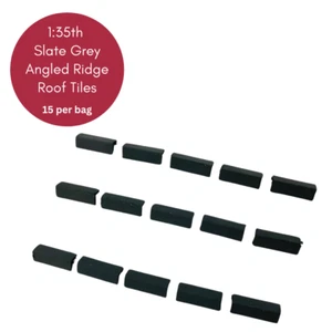 Dolls House 1:35th Scale 15 x Miniature Angled Ridge Roof Tiles Slate Grey - Picture 1 of 7