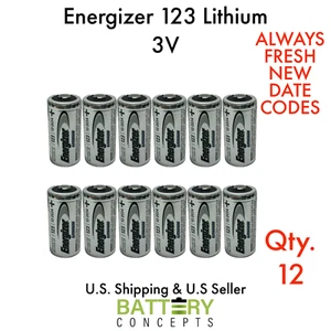 12 x CR123 Energizer 3V Lithium Batteries (CR123A, DL123, 123, EL123, CR17345) - Picture 1 of 8