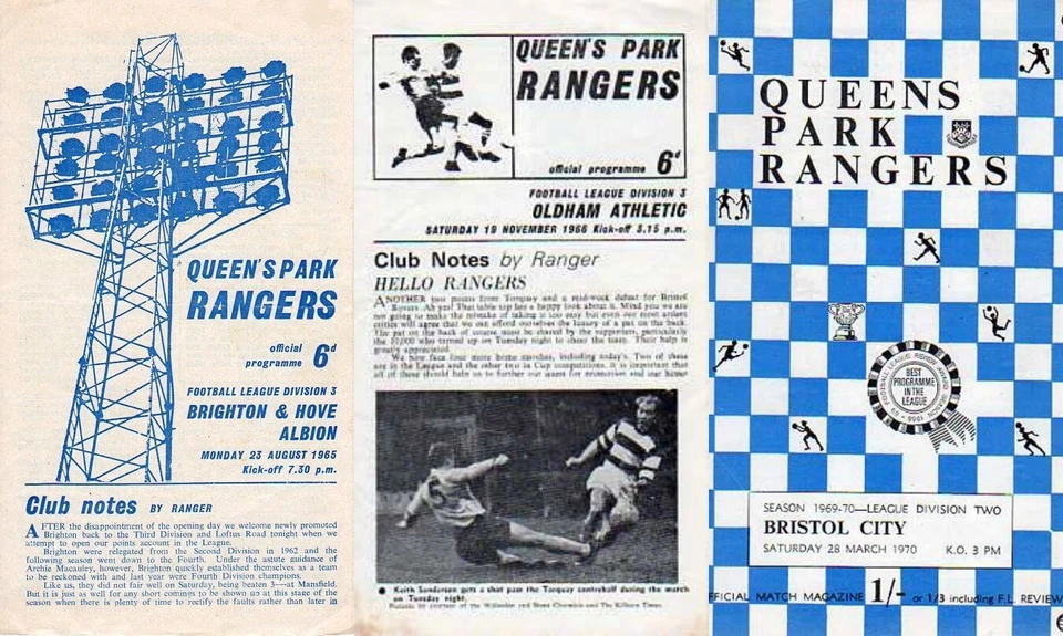 1960's QUEENS PARK RANGERS FC FOOTBALL PROGRAMMES - Your choice - FREE Postage - Image 1 of 1