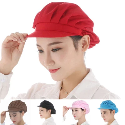 Cafe Bar Baker Hat Kitchen Chef Catering Waiter Work Wear Cap Elastic Headwear - Image 1 of 4