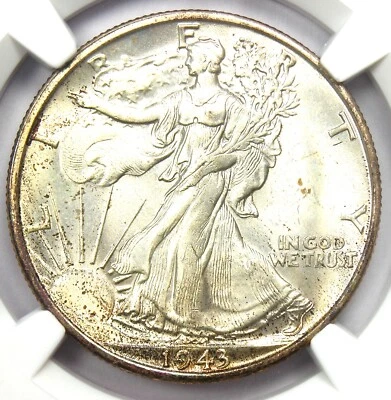1943-S Walking Liberty Half Dollar 50C - NGC MS66+ Plus Grade - $985 Value! - Image 1 of 4