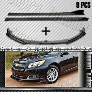 For 2013-18 Chevrolet Malibu Front Bumper Lip + Side Skirt Rocker Splitters Set - Picture 1 of 11