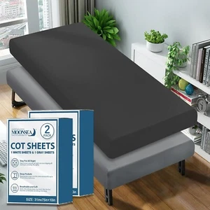 Cot Fitted Sheets Snug Fit Narrow Twin/Travel Size Mattress 2 Pack 31"x75"x10" - Picture 1 of 6
