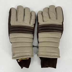 Vintage Kombi Leather Ski Snow Gloves Adult Size Medium Tan Brown - Picture 1 of 7