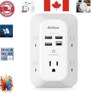 Chargeur mural USB 3 faces avec 4 ports USB et 5 prises secteur - Sûr et pratique - Photo 1 sur 9