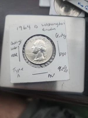1964-D Type a Washington Quarter 90% Silver Coin XF With Doubling On Obverse - Image 1 of 4