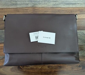 NWT COACH F54792 Charles Leather Messenger Laptop Shoulder Bag Brown Mahogany - Picture 1 of 5