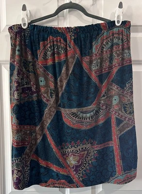Vtg Carole Little Skirt Women 3X Artsy Textured Print Stretch Pull On Colorful - Image 1 of 4