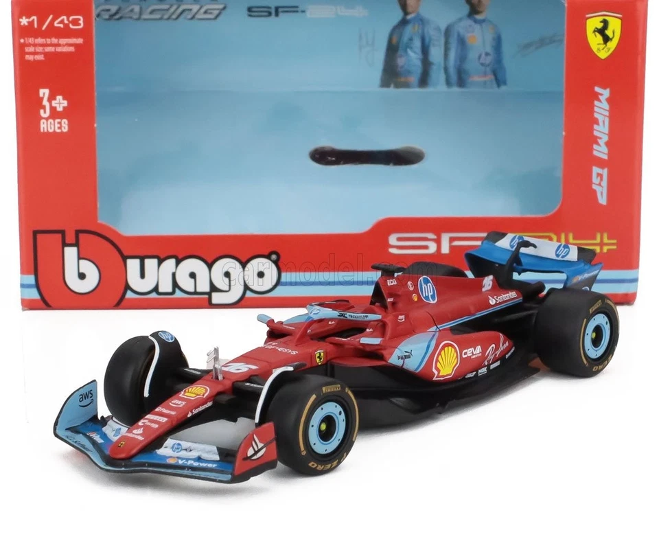 BBurago Burago Ferrari SF-24 #16 Leclerc F1 2024 Miami GP 1/43 18-36844#16-MIAMI