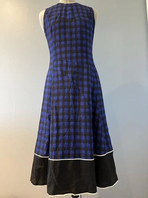 Vestido DEREK LAM Azul y Negro Cuadros 100% Seda Sin Mangas Talla 6 Foto 1 de 4