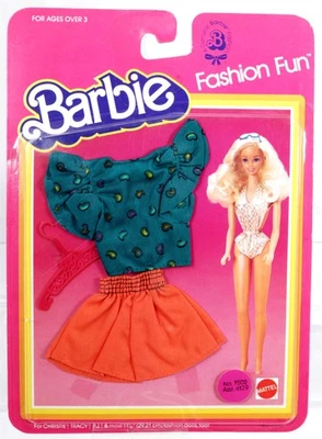 Barbie Moda Divertido Top Verde, Falda Naranja y Conjunto de Percha - 7502 NRFP 1983 Mattel Foto 1 de 2