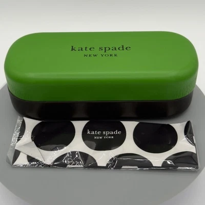 Estuche para gafas Kate Spade New York grande verde negro con tela de lunares Foto 1 de 4