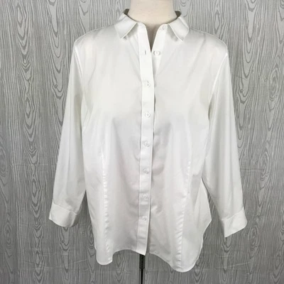 Camisa Talbots Sin Planchar Abotonada Talla 18W Blanca Manga Larga 100% Algodón Foto 1 de 4