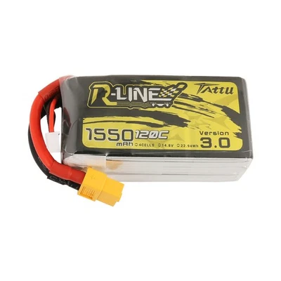 14.8V 1550mAh 120C RC Lipo Battery Pack w/ XT60 Plug Tattu R-Line Version 3.0 - Image 1 of 4