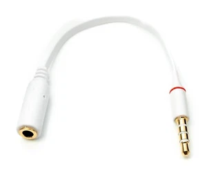 Audio Cable 15 CM Stereo Aux Jack 3,5 MM Plug To Socket Flat White - Zdjęcie 1 z 4