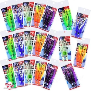 20pks Fishing Hoochies Rig 4.75" Squid UV octopus 5/0 Hook 5-color Fish WOW! NEW - Picture 1 of 14