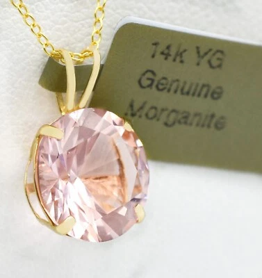 GENUINE 4.67 Cts MORGANITE PENDANT 14K GOLD - Free Appraisal Service - NWT - Image 1 of 4