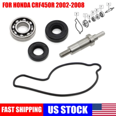 For Honda CRF450R 2002-2008 Water Pump Impeller Shaft Bearing Seal Rebuild Kit - Image 1 of 4