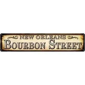 Placa de letrero de calle de metal Bourbon Street New Orleans 3"x12" puerta de casa garaje - Imagen 1 de 1