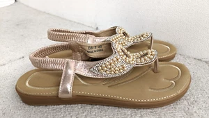 Saimeitu Sandals UK 7 Beaded Detail Bronze/Gold Sling Back Accessories - Picture 1 of 9