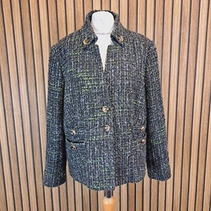 Viyella Boucle Jacket Blazer Womens 18 Green Wool Blend Petite - Picture 1 of 12